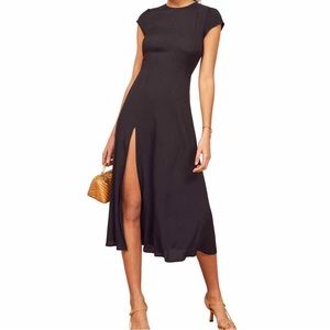 Reformation Gavin Midi Dress in Black - NWT